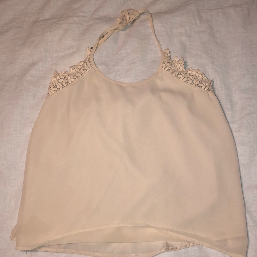 Nude halter flowy top